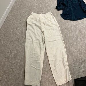 Free People Cream Wide-Leg Trousers